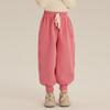 Calça de inverno 2023 com bordado de letras, forrada com fleece, amarrada no tornozelo, estilo coreano para meninas, grossa, quente, casual, com cordão na cintura