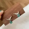 Vintage Retro Nuevo Chinoiserie Diamante Completo Calcedonia Verde Doble Calabaza Collar Anillo Pulsera Aretes Conjunto Elegante