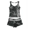 Traje de Verano con Chaleco y Shorts Y2K Estampado Retro Hottie que Muestra el Ombligo Cuello en U Sin Mangas Chaleco Top para Mujer con Estampado de Letras Americanas