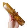 Columna de cristal de flor de goma amarilla natural, columna de cristal amarillo, columna de cristal de seis lados con punta única, adornos de arreglo de cristal, fabricantes de cristal del Mar de China Oriental al por mayor