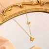 Colar elegante e luxuoso de aço titânio banhado a ouro, requintado e sem cor, para mulheres, combinando com todas as tendências de celebridades da internet, fábrica de correntes para clavícula