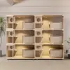 Gabinete para Gatos, Villa para Gatos, Guardería y Cría de Gatos Exhibidor para Tienda de Mascotas, Sala de Parto para Gatos, Criadero de Gatos, Tres Pisos Madera Maciza Leiledezhu