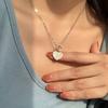 Colar Coração Fosco Estilo Coreano para Mulheres, Moda Retrô, Fecho OT, Corrente Simples para Clavícula, Joia Céu Estrelado