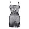 Ropa interior sexy europea y americana, con plumas de jacquard, transparente, hueca, ajustada, de malla, con falda abierta en la cadera.