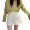 Shorts de Algodão Lavado Finos de Verão Feminino 2026 Corte A Cintura Elástica Design Solto Emagrecimento Casual Versátil