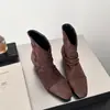Botines de Tobillo Cuadrados de Gamuza Ji Retro Primer Encuentro Botas para Mujer 2026 Nuevas Otoño Invierno Casual Versátiles Botas de Moda Tacón Grueso