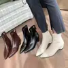 Botines Negros de Punta Fina con Cuña Estrecha para Mujer 2026 Otoño/Invierno Nuevo Estilo Coreano Botines Pequeños Color Nude Retro Adelgazantes que Aumentan la Altura Botas Cortas