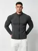 Chaqueta deportiva unisex de cremallera, manga larga, forro polar de doble cara, cálida, alta elasticidad, para fitness, running, casual, superventas transfronteriza