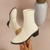 Sudeste Asiático Novo Estilo Salto Grosso Exportação Bota Meia Elástica Tamanho Grande Outono Europeu e Americano Moda Simples Europeu e Americano Transfronteiriça Versátil Botas