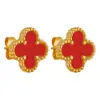 Pendientes de Trébol de Cuatro Hojas de Lujo Ligero, Pendientes Elegantes de Acero de Titanio, Pendientes de Moda Estilo Coreano Ins con Recubrimiento al Vacío Oro PVD para Mujer