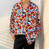 Camisa floral vintage estilo Hong Kong retro verano hawaiana callejera fresca holgada para pareja manga larga camisa marca de moda prenda exterior top