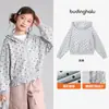 Pudding Haru Roupa de Outono Meninas Roupas Infantis Blusa 2026 Outono Novo Estilo Infantil Doce Renda Com Capuz Moletom Jaqueta