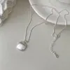 Collar Cuadrado Cepillado de Plata S925 para Mujer, Versátil Accesorio de Cadena para Clavícula Estilo Ins Nicho, Regalo del Día de la Madre, Geométrico Lujo Ligero
