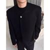 Jaqueta de Terno Gola Alta de Luxo para Homens, Elegante Vestido de Terno Normcore com Ombreiras, Uniforme Curto