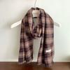 Xadrez de algodão! Cachecol xadrez retrô artístico outono e inverno estilo japonês proteção de pescoço fina e pequena de seda para mulheres