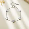Venta Caliente Transfronteriza Moda de Gama Alta Lujo Trébol de Cinco Hojas Acero de Titanio Pulsera de 9 mm Joyería de Flor Que No Se Desvanece