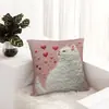 Funda de Cojín para Sofá Transfronteriza, Felpa Corta Amigable con la Piel, Linda Funda de Cojín de Animal Gato, Funda de Cojín para Sala de Estar, No Incluye Relleno