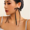 Pendientes de borlas de tela exageradas de estilo europeo y americano, con lazo personalizado, pendientes de flores de cristal con perlas de imitación