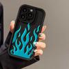 Estuche Azul Llamas de Gama Alta Adecuado para iPhone 17 Teléfono Apple 17 Pro Max Modelo Nuevo 2025 Agujero de Precisión 16/15