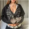9713#2021 Moda de Rua Amazon Casual Cor Sólida Esterno Strass Zíper Capuz Solto Moletom