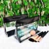 Bolsa de Maquiagem em PU Embossado com Fundo de Tecido Bolsa de Maquiagem em PVC Bolsa de Maquiagem Transparente Bolsa Portátil para Necessidades Diárias Bolsa de Mão