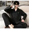 Pijama nuevo de algodón nube para hombre de manga larga talla grande 2026, corte holgado, ropa de estar casual con solapa nueva para primavera/otoño