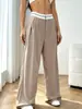 Suministro exclusivo transfronterizo: Pantalones de pierna ancha con bloques de color estilo europeo y americano, de cintura alta, plisados, corte holgado, pantalones de traje de pierna recta, disponibles para dropshipping
