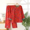 Traje festivo de bendición jacquard de algodón puro de doble cara Vintage Hilo teñido Doble capa de hilo Delgado Pijama para mujer talla grande Estilo nuevo