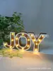Letra de Navidad de madera con iluminación LED NOEL JOY XMAS combinación de letras lámpara de letra de contrachapado