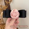 Horquilla con lazo de satén rosa de alta calidad, estilo retro francés, romántica, con resorte, versátil y elegante cuerda para el pelo para niña.