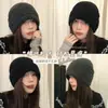 Gorro Minimalista Japonés con Borde Enrollado para Mujer, Moda Otoño e Invierno Versátil Slouchy, Circunferencia de Cabeza Grande, Gorro de Punto Adelgazante