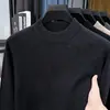 Nuevo Suéter de Lana de Invierno 2025 para Hombre de Cuello Alto Medio Tejido Holgado Casual Suéter Cálido Tejido Base