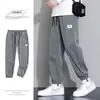 Pantalones deportivos casuales de verano para hombre, pantalones transpirables de moda, pantalones finos estilo Hong Kong para hombre, pantalones de verano con pies atados, pantalones de seda de hielo