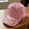 Gorra de malla con lentejuelas para mujer, gorra de verano moderna estilo coreano, gorra de moda que hace que la cara se vea más pequeña, gorra de béisbol para caras redondas, en stock para primavera