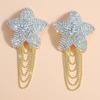 Accesorios de calcomanías de pecho divertidas y personales para mujer, estilo europeo y americano, para fiesta nocturna, cadena corporal con borlas de estrella de cinco puntas y diamantes de imitación sexys