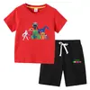 Camiseta Infantil 2023 Verão Nova Roupa Infantil de Comércio Exterior ins Algodão Coreano Calça de Manga Curta Infantil Conjunto de Duas Peças