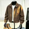 Jaqueta de couro com gola alta e corte solto, marca moderna estilo americano, modelo novo, jaqueta biker de couro PU desconstruída legal e estilosa para homens, versátil