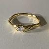 Nuevo Anillo de Croissant Estilo Coreano para Mujer, Anillo Abierto Irregular Trenzado de Pedrería Simple Retro, Anillo para Dedo Índice, Moderno