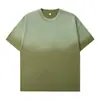 Camisetas de Algodón Puro Pesado Holgadas con Degradado en Spray de Caballo para Hombre y Mujer Transfronterizas Europeas y Americanas Tendencia Hip-Hop Baile Calle Alta Ins Trend