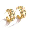 Pendientes Vintage Huecos Versátiles Estilo Francés para Mujer, Lujo Ligero Multicapa Incrustados con Diamantes Diseño de Forma de C de Alta Gama, Pendientes de Moda Versátiles