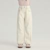 Calça infantil Pudding Haru 2025 primavera nova para meninas calça macia e confortável jeans branco infantil