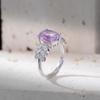 Yuebao Jewelry S925 Prata Esterlina Ametista Vintage Luz Luxo Trigo Orelha Corte Rosto Anel Moda Elegante Prata Anel Aberto