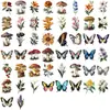 50 Adesivos de Cogumelo Planta Borboleta Cartoon Retrô Brinquedo Decoração Manual DIY Geladeira Capa de Celular Adesivos para Animal de Estimação