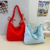 Bolso Cruzado de Nylon Estilo Coreano para Mujer, Bolso Cruzado con Cordón y Pliegues de Nube, Bolso de Hombro Único Estilo Simple y Relajado para Mujer