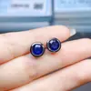 Venta al por mayor de fábrica Pendientes Populares de Zafiro Natural Plata S925 Incrustados Piedra Principal 6*6 Joyería de Lujo Venta Directa de Fábrica