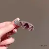 Moda Estilo Coreano Súper Brillante Hueco Cristal Oval Pinza para el Cabello Lujo Ligero Completo de Pedrería Versátil Temperamento Persona Perezosa Pinza para Flequillo Accesorios para el Cabello