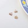 Color-Preservante Chapado en Cobre Oro Real Circonia Flor Pequeña Lazo Corona de Cereza DIY Joyería Hecha a Mano Pendientes Retro