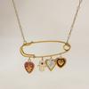 Diseño Silencioso y Elegante, Estilo Resort Acero Inoxidable Dorado de 18K Goteo de Aceite con Estrella de Diamante Rosa Corazón Rosa Goteo de Aceite Collar Joyería