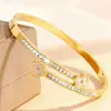 Pulsera de acero de titanio, no se decolora, doble trébol de cuatro hojas, 18k, redonda estrellada, totalmente de diamantes, versátil, de alta gama, elegante y simple