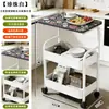 Estantería de múltiples niveles de pie Mesa auxiliar para sala de estar Estante de almacenamiento Mesa pequeña para dormitorio con cajón Mesa de café Estilo vintage Carrito pequeño